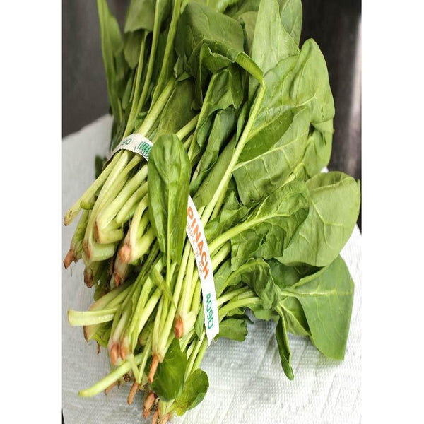 Our Spinach is grown here in the UK and is bright green and gently rounded, commonly eaten as part of a salad, or cooked and salted as a side dish.